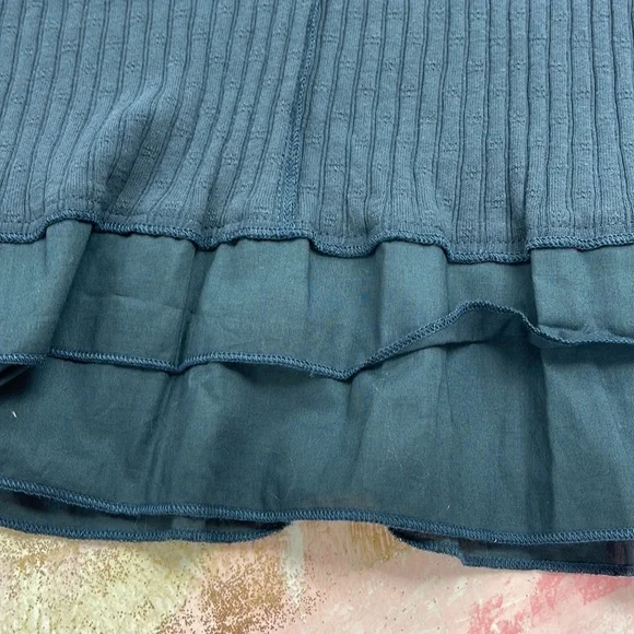 Surroundings Kanyin Gray V-Neck 3/4 Sleeve Stretch Cotton Tunic Top L - Picture 6 of 8